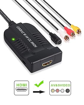 eSynic HDMI zu Männlich AV/S Video Konverter 1080P HDMI zu S-Video Adapter für Composite R/L Audio CVBS Unterstützt PAL/NTSC 