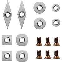 DEEFIINE 10Pcs Tungsten Carbide Cutters Inserts Set with 6pcs Screws for Woodturning Tools(Include 11mm Square, 11mm Square w