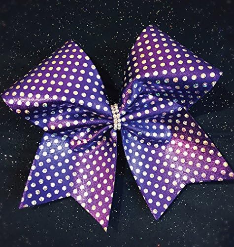 Purple with Holographic Silver Dots Cheer Bow, Cheer Bow