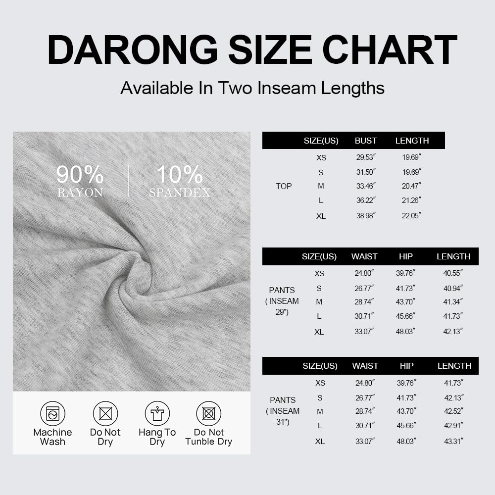Darong Women's 2 Piece Lounge Sets Long Sleeve Tops Wide Leg Pants Casual Outfits Pajama Set Fall Collection 9065A White Grey M - Image 4