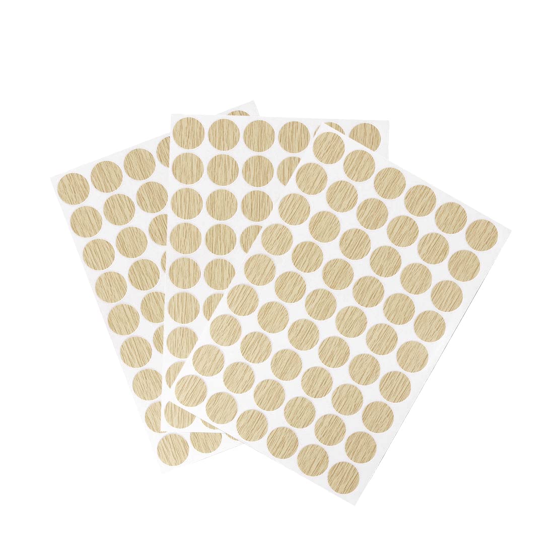 sourcing map 3 Sheet/162Pcs Screw Hole Cover Stickers, 21mm Dia PVC Self Adhesive Covers Caps Dustproof for Wood Furniture Cabinet Shelf Wardrobe, Textured Light Khaki