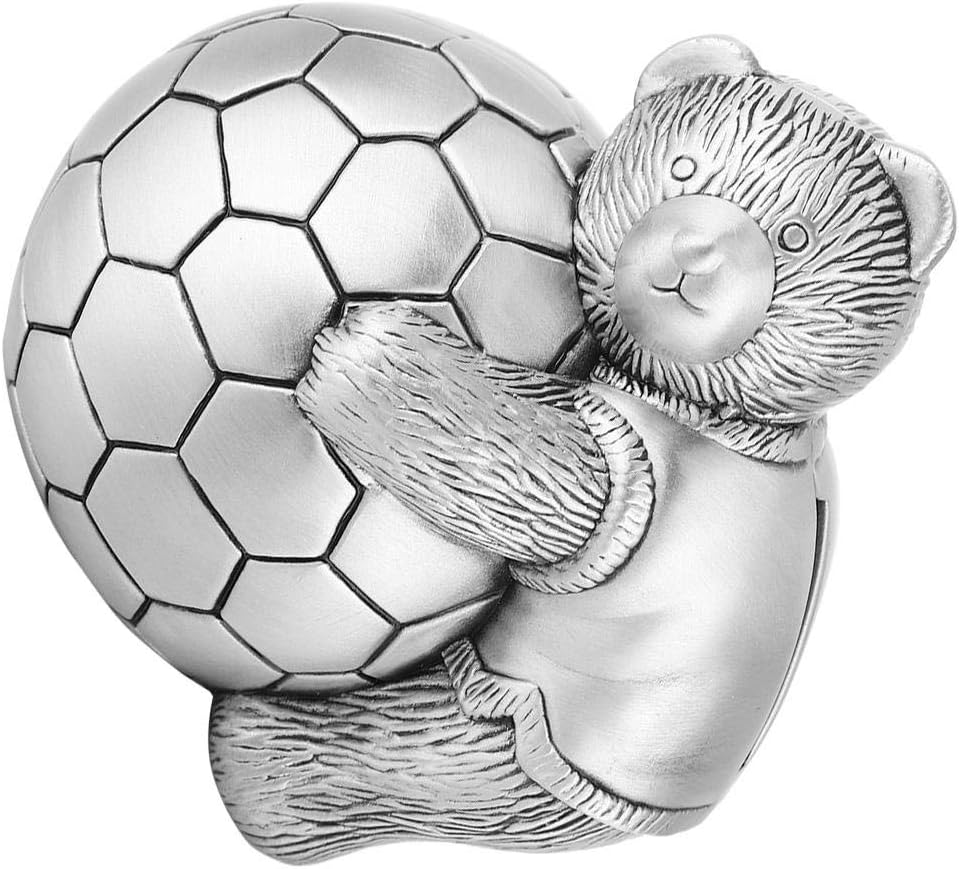 Cute Little Bear Piggy Bank, Zinc Alloy Coin Bank for Kids Boys Girls Antique Silver - Image 5