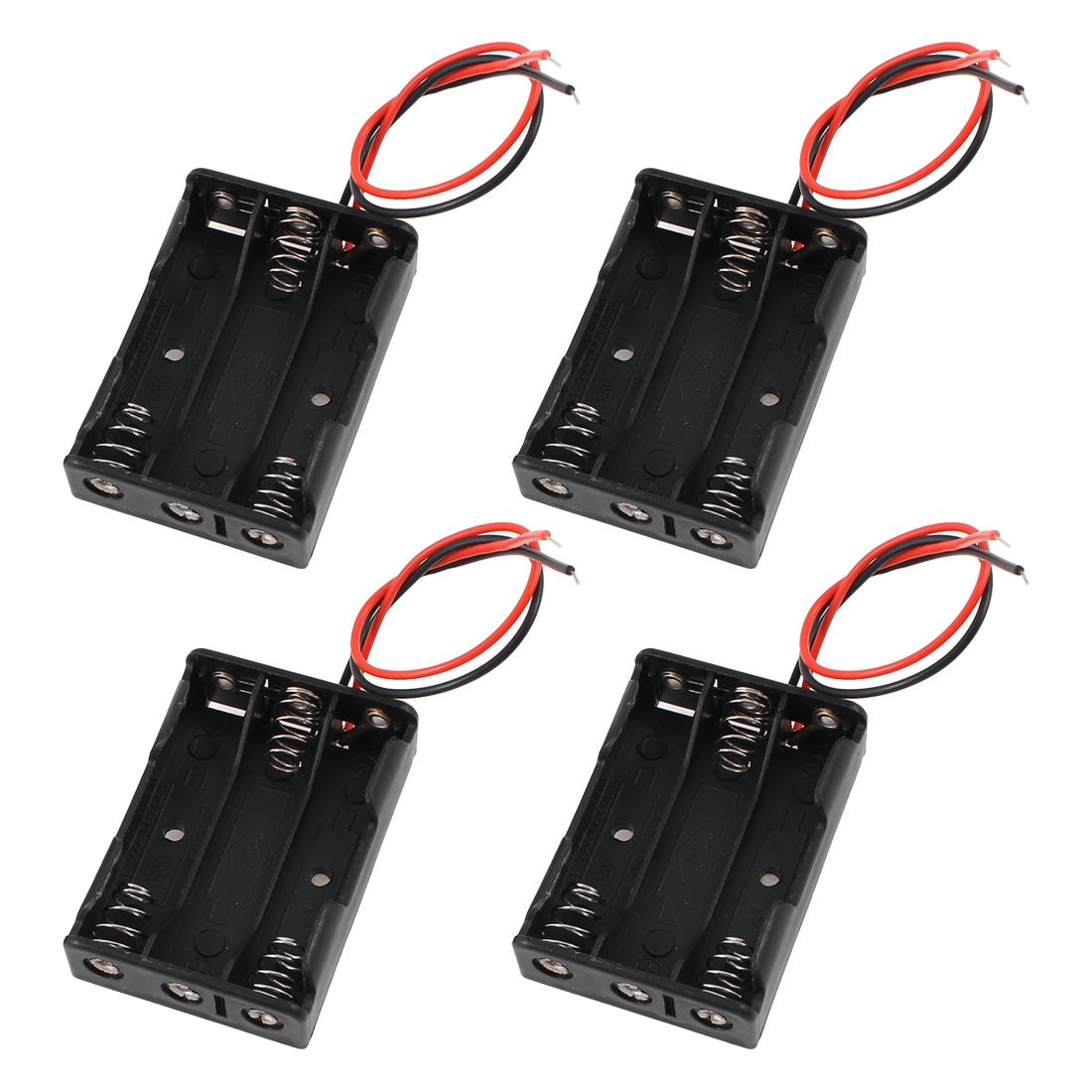 sourcing map 4 Pcs Wired 3 x 1.5V AAA Battery Holder Plastic Case Storage Box Container Organizer Adapter Checker