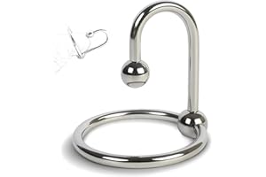 1.10" Male Urethral Sound & Retaining Ring – Smooth Stainless Steel Penis Plug Dilator Rod, Urethral Stretcher and Stopper fo