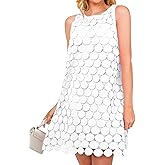 BTFBM Women Hollow Out Circle Embroidered Short Dresses Summer Casual Sleeveless Vacation Party Cocktail Tank Dress