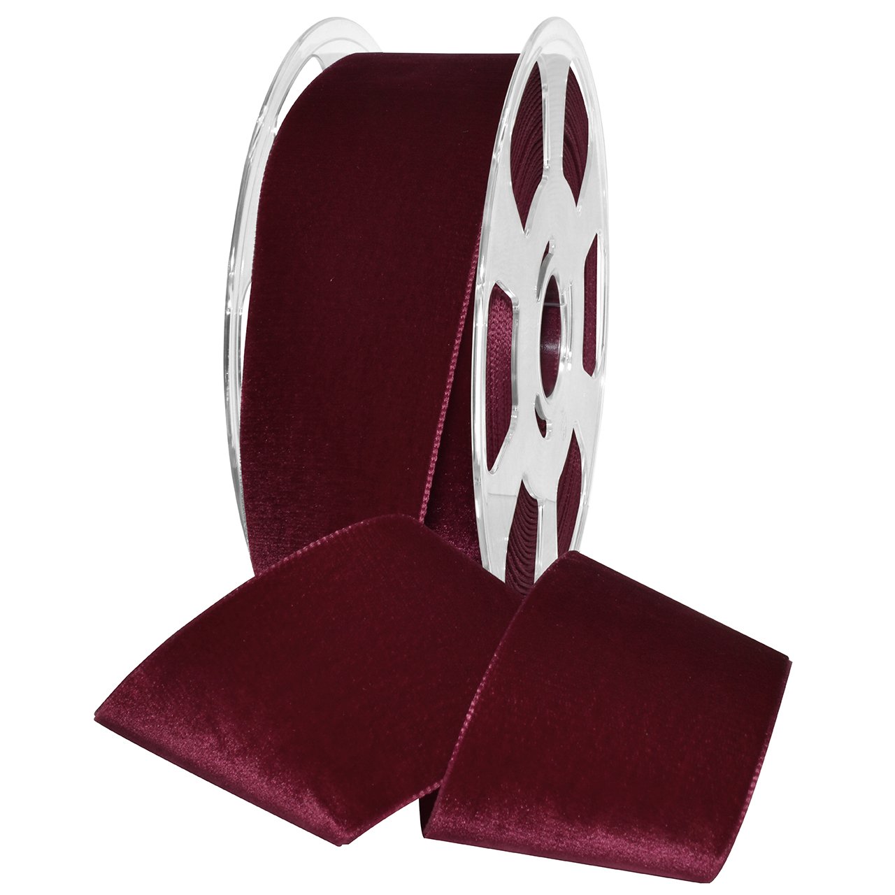 Morex Ribbon Nylvalour Velvet Ribbon, Nylon, 2 inches by 11 Yards, Wine, Item 01250/10-424, 2" by 11 yd, Image