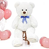 MorisMos Giant Teddy Bear Stuffed Animal 3ft-36 inch Big Teddy Bear Gifts for Girlfriend Boyfriend Wife Mom Fiancée Gift,Large White Bear for Baby Shower Birthday Christmas Decor,White