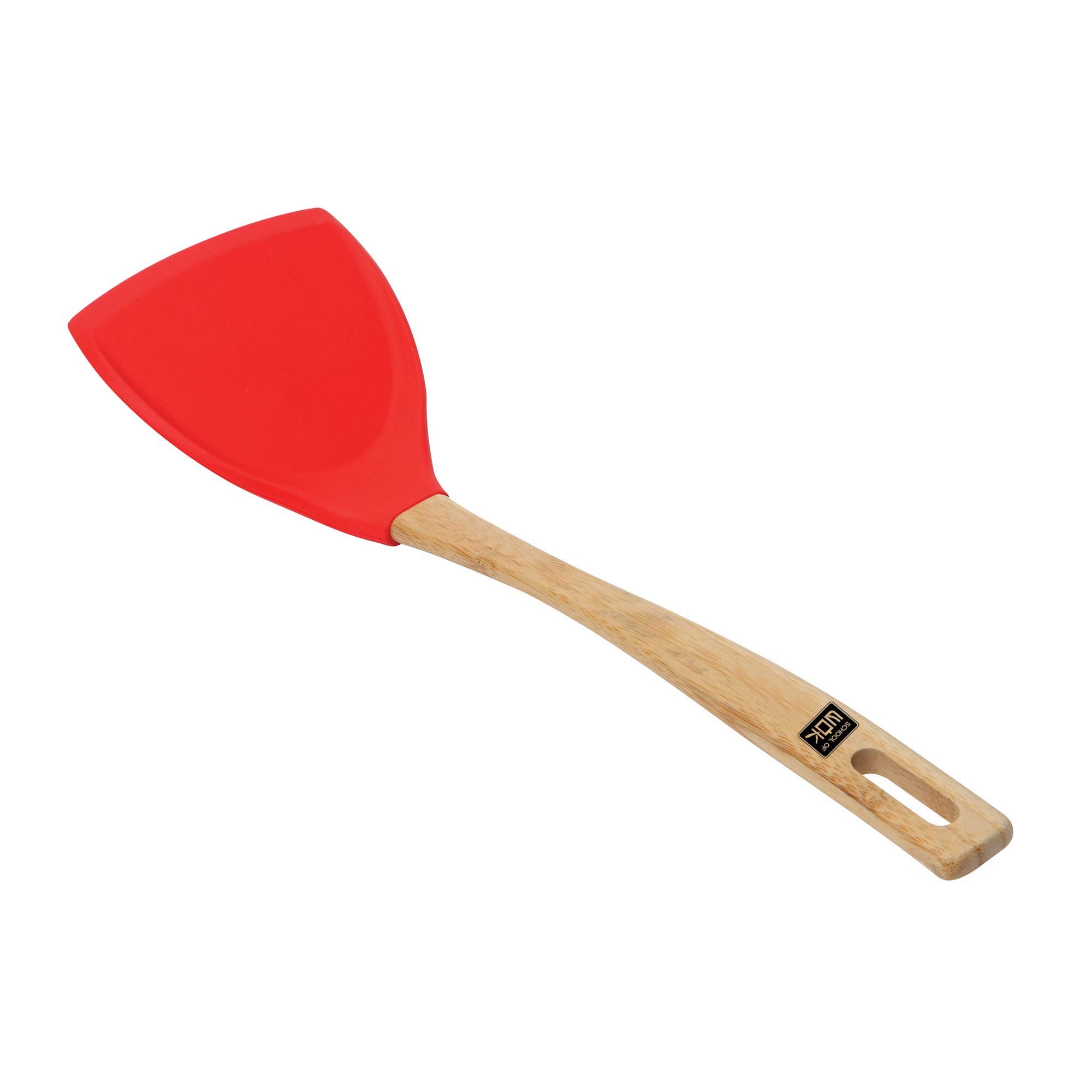 School of Wok - Silicone Spatula, Kitchen Utensils, Wok Accessories, Bamboo Handle (Red)