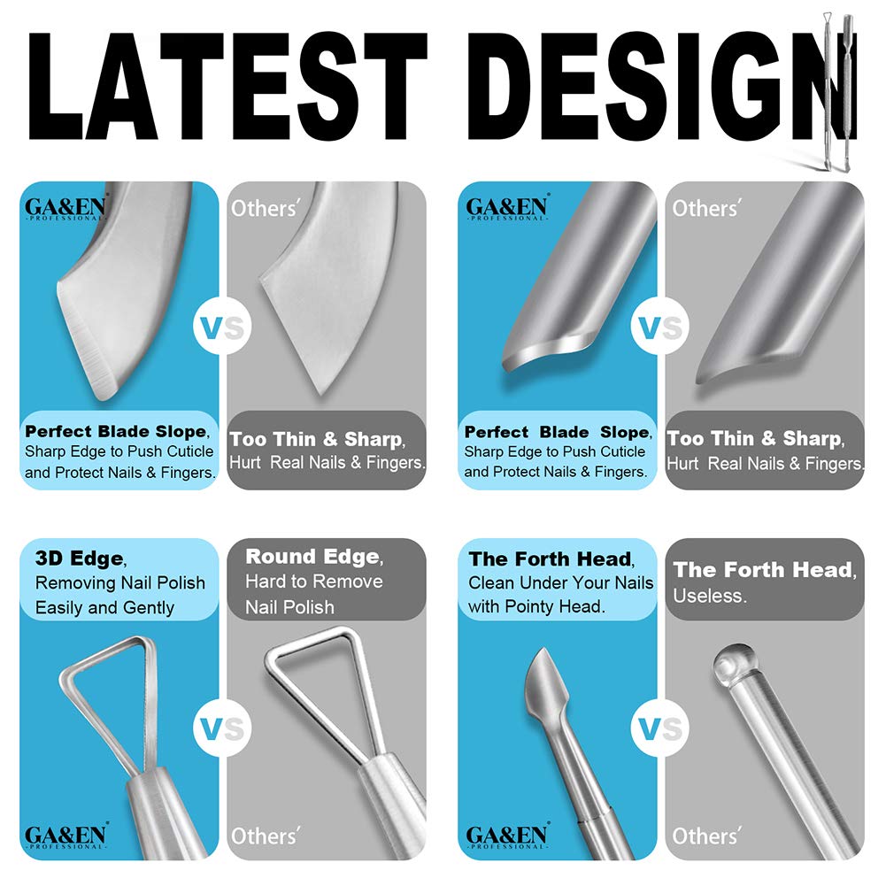 Nail Art Soak Off Gel Polish Cuticle Pusher Peeler Scraper Remover Tools with Unique Triangle Tip Design Stainless Steel by GADGETS ENTREPOT: Beauty