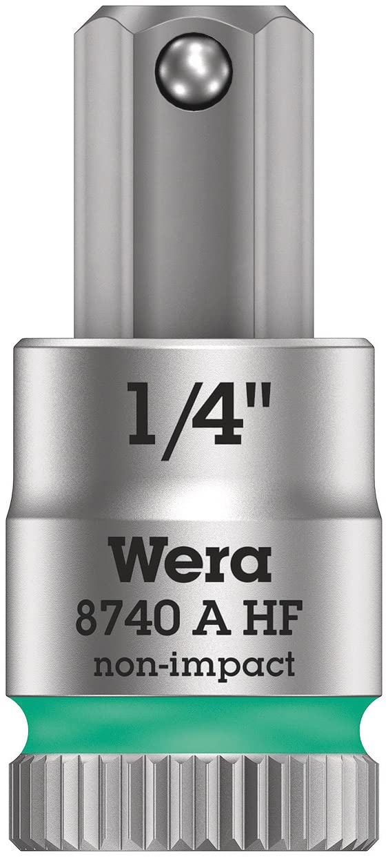 Wera 05003388001 8740 A Holding Function Zyklop In-Hex Bit-Socket, Turquoise, 1/4-inch, x 28 mm