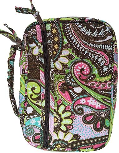 DIWI Large Sizes 7 X 10 X 2 Inches Bible Cover Quilted Cotton Good Book Cover Zip Closer Additional Zip Pocket Pen Holder Inside (L, 1601DZ Pink Chocolate)