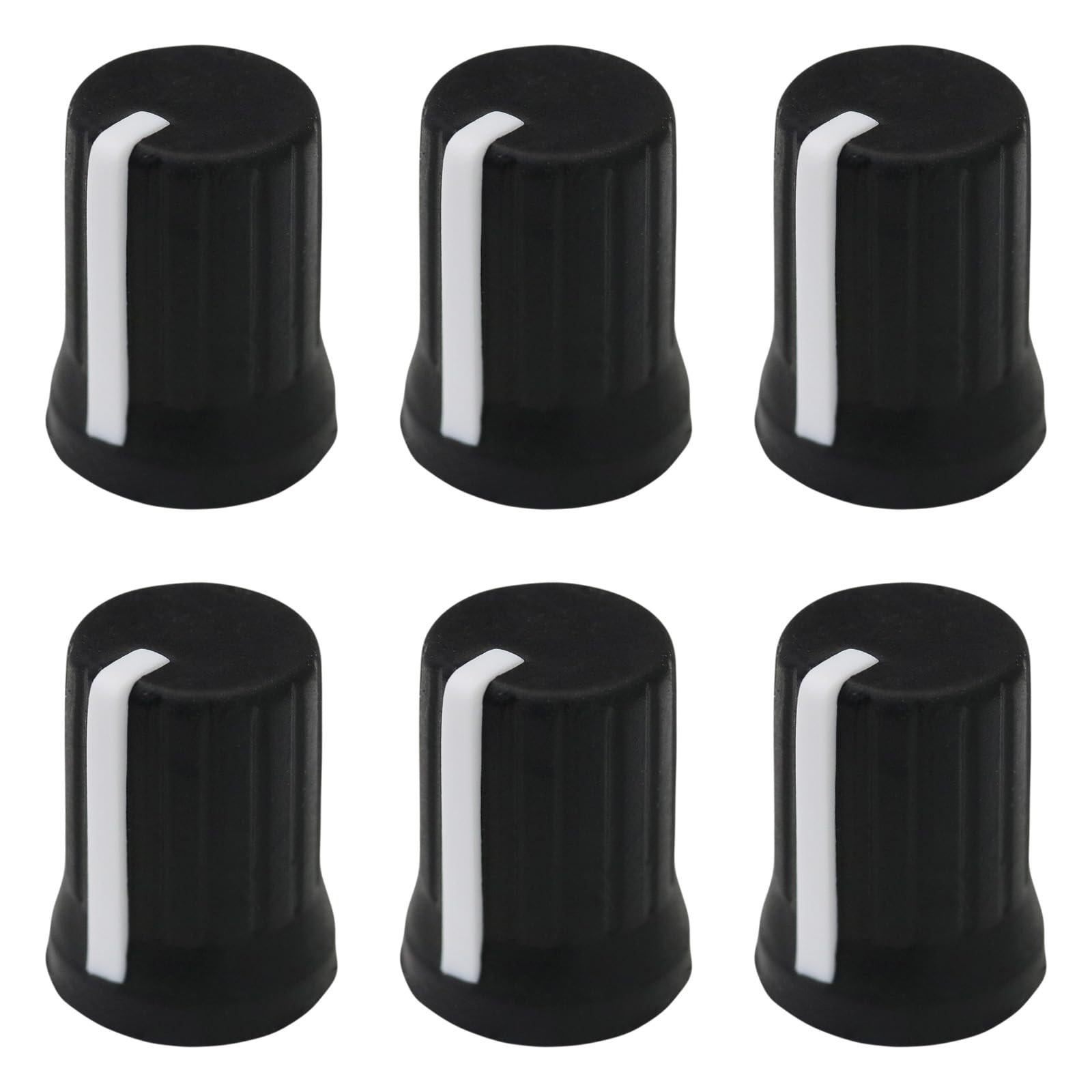 6mm D-Shaft Hole Rubber Soft Grip Vibrant Colour Body Mixer Knobs Pack of 6 (Black)