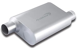 Floshine Universal Mufflers, Two Chamber 2.5'' offset inlet (ID) 2.5'' offset outlet (ID) Performance Automotive Exhaust Muffler FH42543