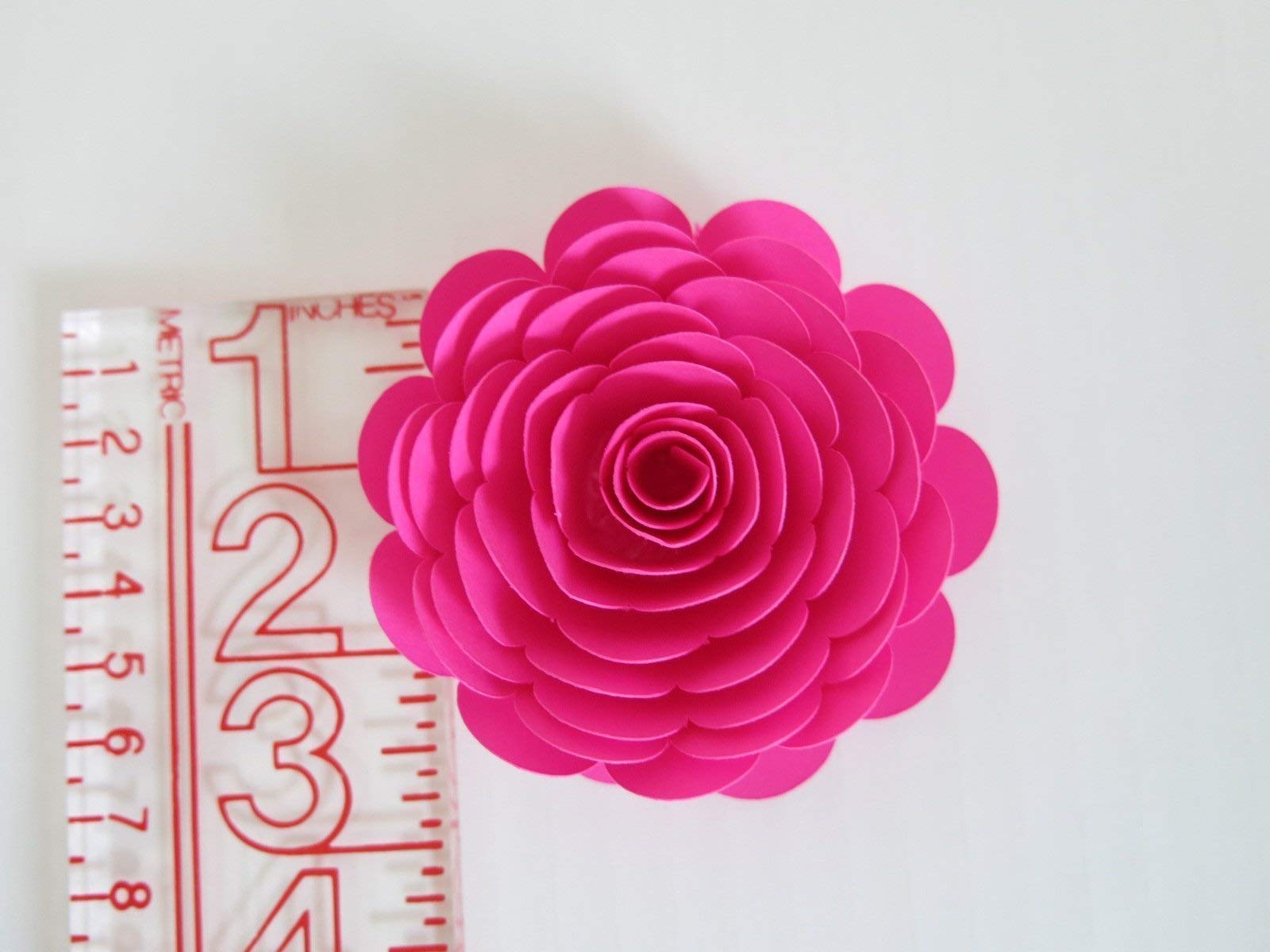 Fuchsia Paper Flowers 3 Inch Hot Pink Roses Set Of 6 Girl Baby
