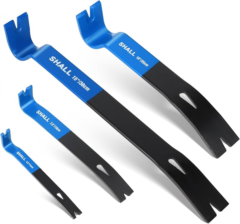 Shall 4-Piece Flat Pry Bar Set 5.5 7.5 10 15 in High-Carbon Steel