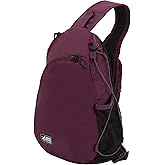 Eddie Bauer Ripstop 8L Shoulder Sling Pack with Padded Air-Mesh Adjustable Crossbody Strap for Right or Left Handed Fit - Dk Plum