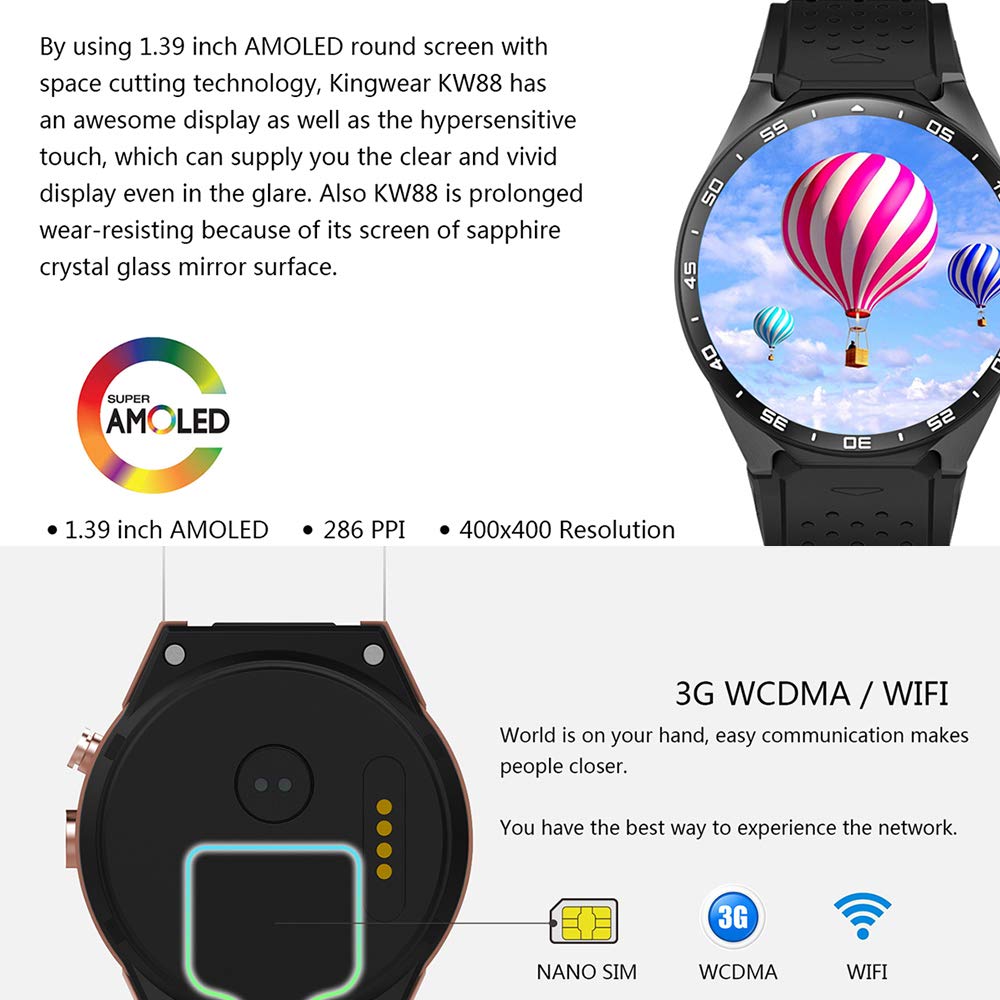 ZUKN 3G Smartwatch 1.41 Pulgadas Amoled Screen Fitness Tracker con ...