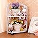 HornTide Brief Fashion Organizer Storage Rack 2-Tier Corner Shelf for Cosmetic Doll Potted-Plant Vitamins Supplements Caddy DIY Desk Table Decoration Wood-Plastic Composites White