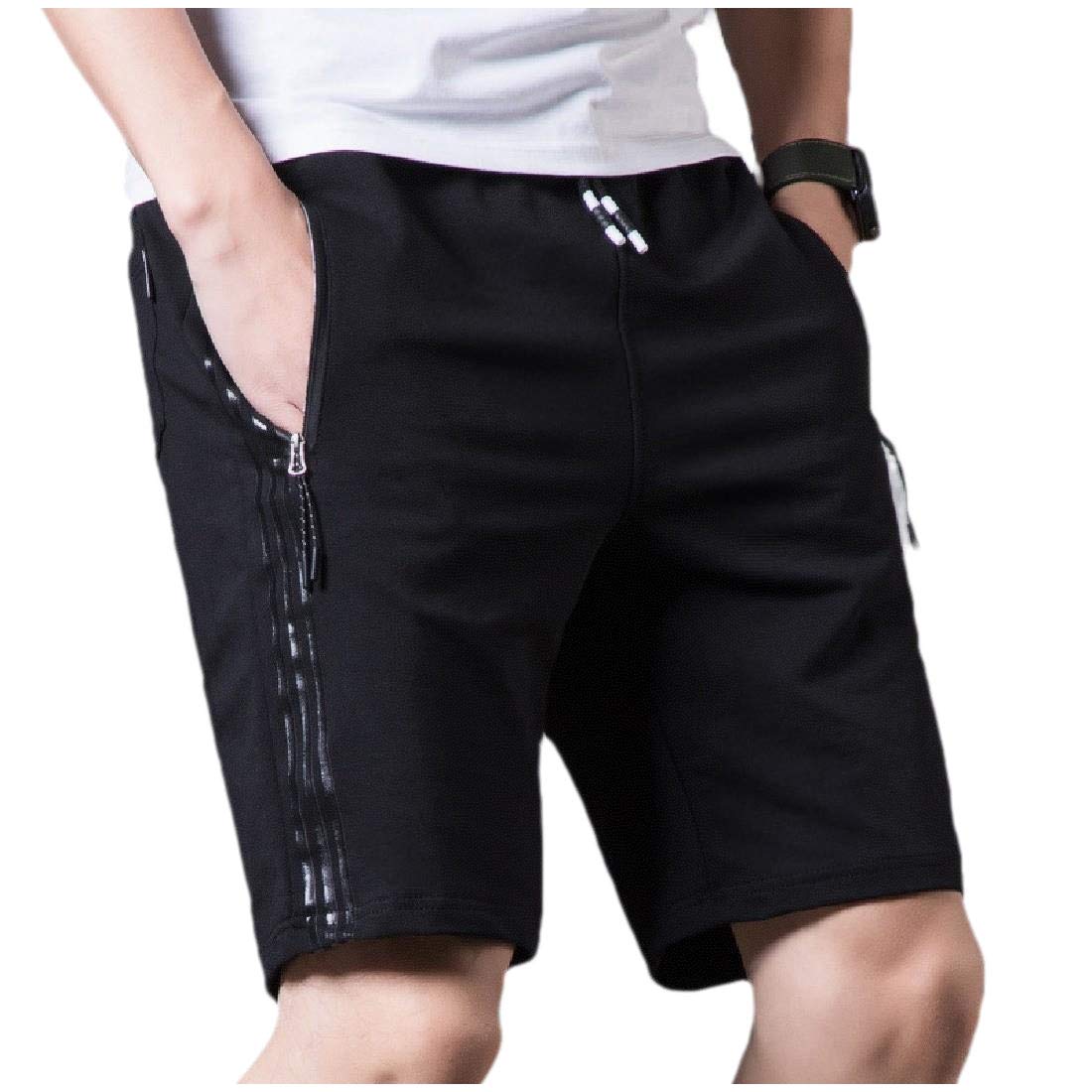 Ruhua Mens Pockets Athletic Half Cotton High Rise Swim Shorts Boardshort