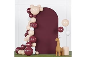 FANPROMS Balloon Arch Cover Burgundy 2.6x6FT Spandex Fitted Arch Backdrop Cover Circle Arch Covers for Wedding Party Wine Arched Cover Backdrop Fabric Half Arch Cover for Bridal Baby Shower Decoration