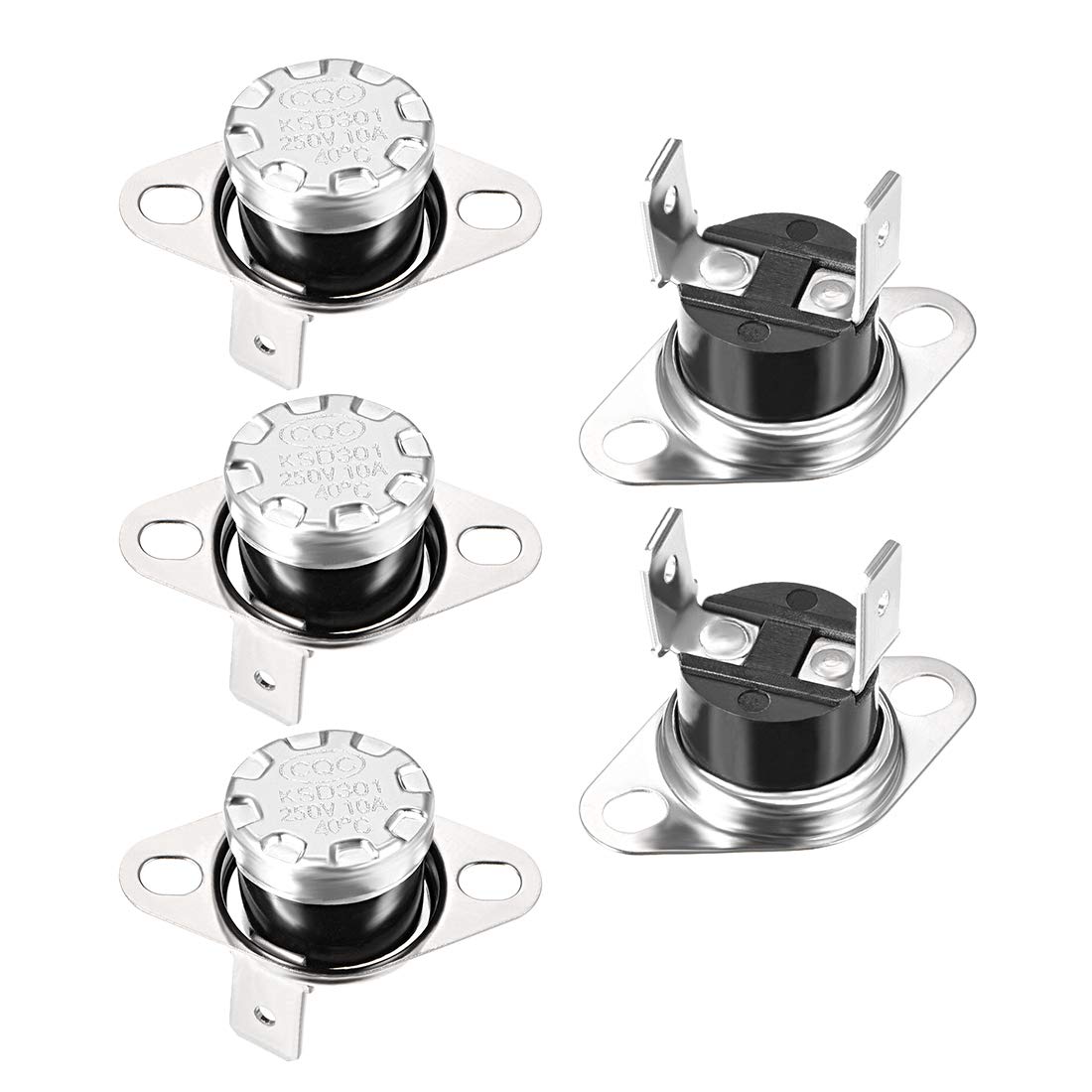 sourcing map KSD301 Thermostat 40°C/104°F 10A N.C Adjust Snap Disc Temperature Switch for Microwave Oven Coffee Maker 5pcs,Bakelite Material