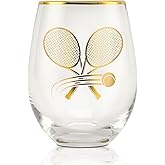 Onebttl Tennis Gifts for Women, Tennis Lovers, Coaches, Captain, 17 Oz Stemless Wine Glass, Birthday Christmas Gifts for Daughter, Mom, Coworker