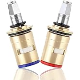1-099XKJKABNF & 1-100XKJKABNF Ceramic 1/4-Turn Cold & Hot Cartridge Kit, Compatible with Chicago Faucet Parts, Short Stem for Exposed-Caps