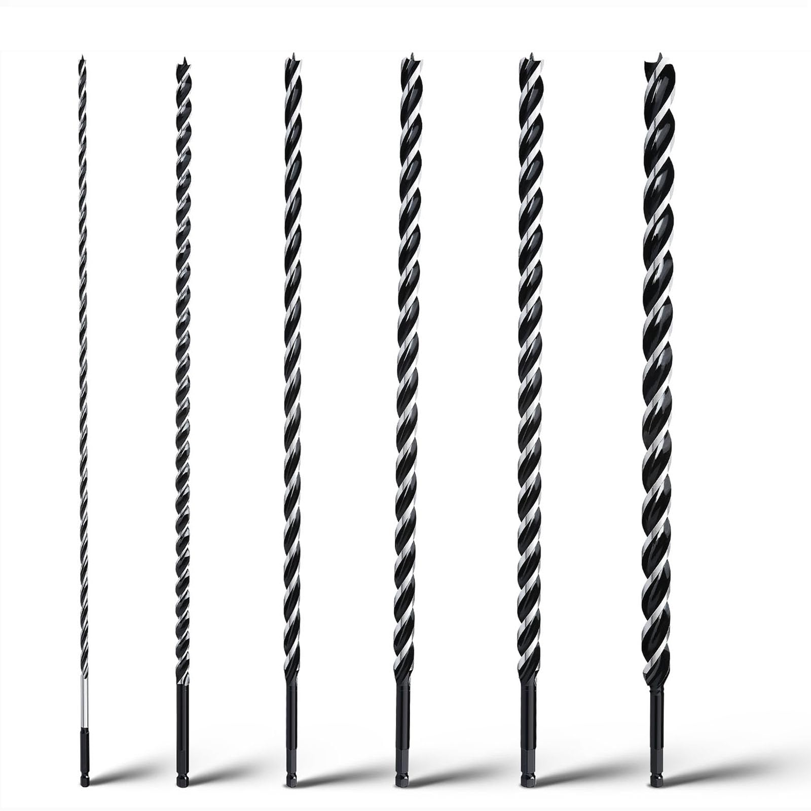 Photo 1 of 6PCS Auger Drill Bit 18" Long,Quick Change Hex Shank Tri Flute Wood Drill Bit for Soft and Hard Wood,Plastic,Drywall and Composite Materials(1/4",3/8",1/2",5/8",3/4",7/8")