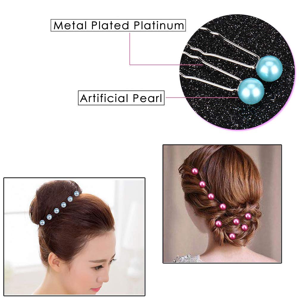 KINGMAS 50 Pack Wedding Pearl Hair Pins Women Bridal Hairpins Clips Accessories (White) : Beauty