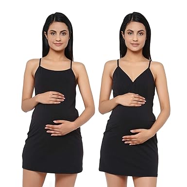 Pack of 2 Women's Maternity Spaghettie - (Black, Small)
