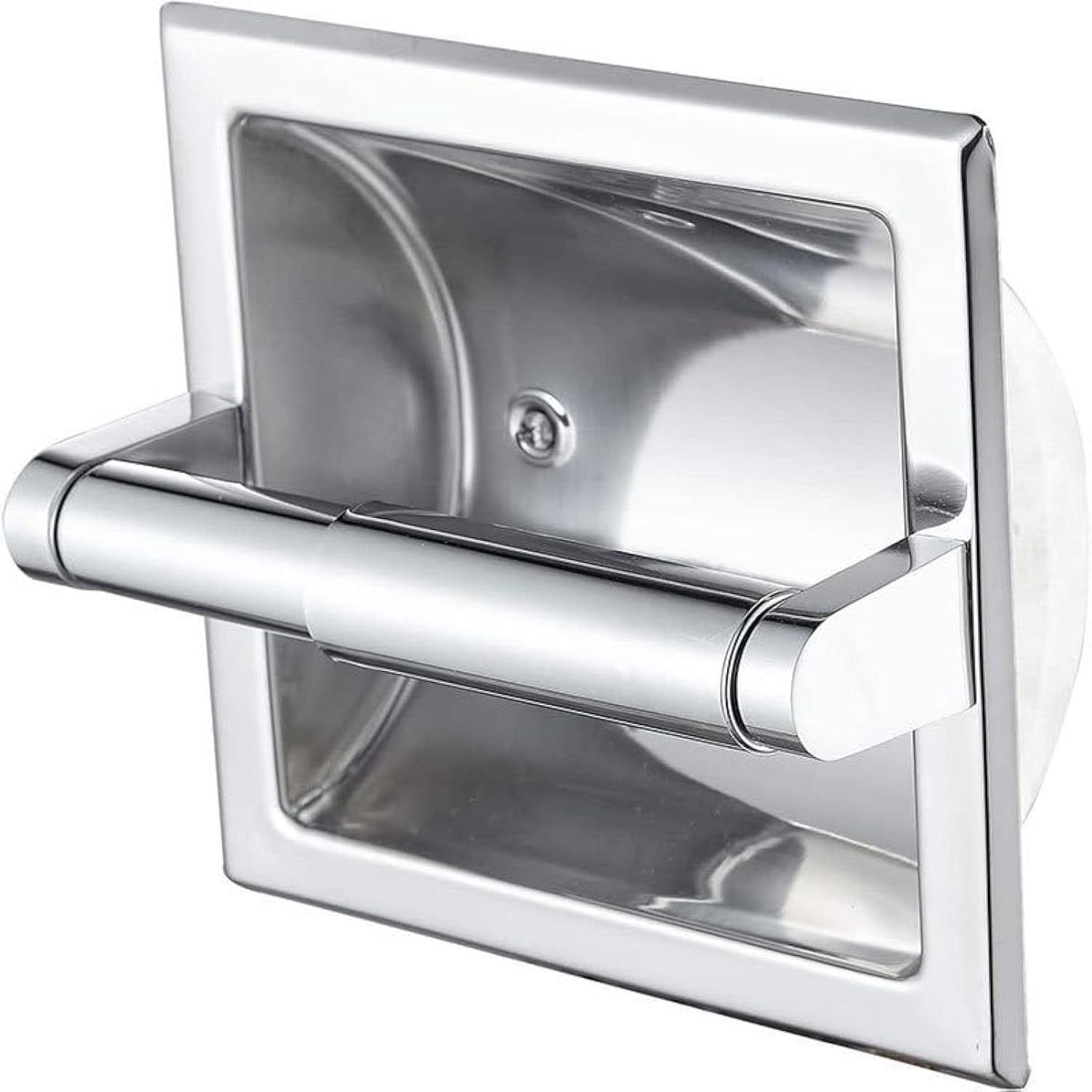 Recessed Toilet Paper Holder in Wall Insert Tissue Mount Toliets Toulet Mounted for Mega Rolls Bathroom Space Saving Design Brushed Silver