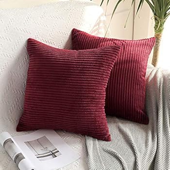 MIULEE Pack of 2 Corduroy Soft Soild Decorative Square Throw Pillow Covers Cushion Cases Pillow Cases for Christmas Couch Sofa Bedroom Car 18 x 18 Inch 45 x 45 cm