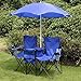 G Camping Chairs w/Umbrella Mini Table Beverage Holder Carrying Bag, Beach Patio Pool Park Outdoor Portable FoldingPicnic Chair, Blue