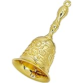 Golden Handbell, Small Hand Bell Hand Call Bells Wedding Bells, Table Bell Service Bell for Restaurant, Hotel, Shops, Pet Training Bell, Christmas Bells