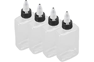 4 Pcs Outdoor Condiment Bottles, Oil Dispenser Bottle for Camping, 3.4oz Small Travel Empty Squeeze Bottles with Twist Top Ca