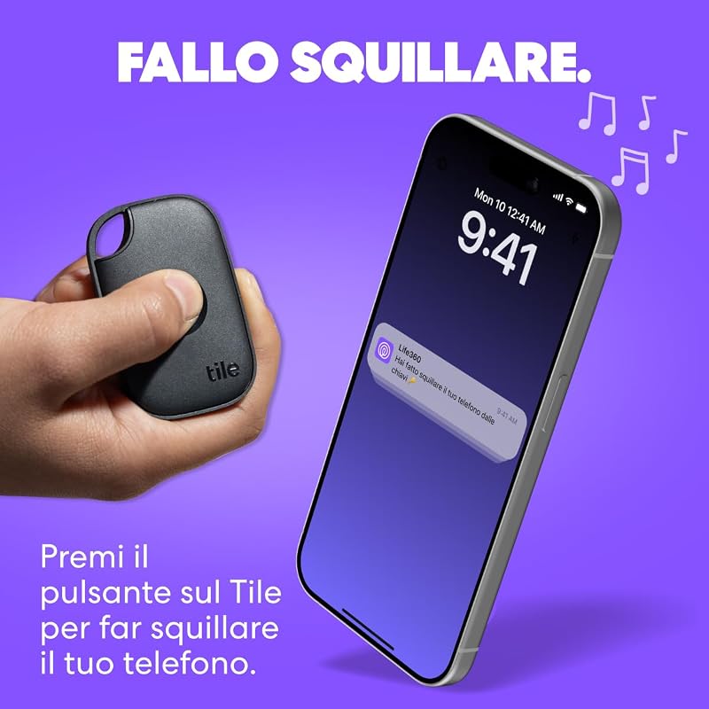 Tile Pro - Localizzatore, cerca oggetti e tracker Bluetooth per chiavi, borse e altro. Compatibile con iOS e Android. Trova telefono. Pacchetto da 4 (Nero/Bianco)