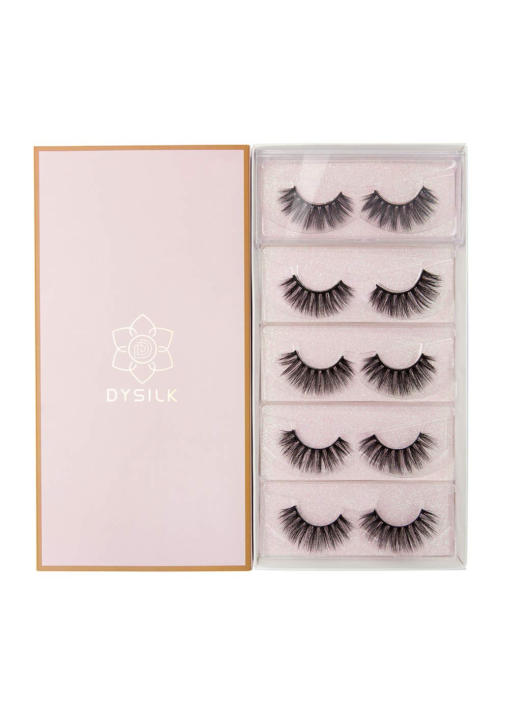 DYSILK 5 Pairs 3D Fake Eyelashes Fluffy False Eyelashes Dramatic Look Eyelashes Handmade Extension Thick Long Reusable Soft Lashes Makeup Black