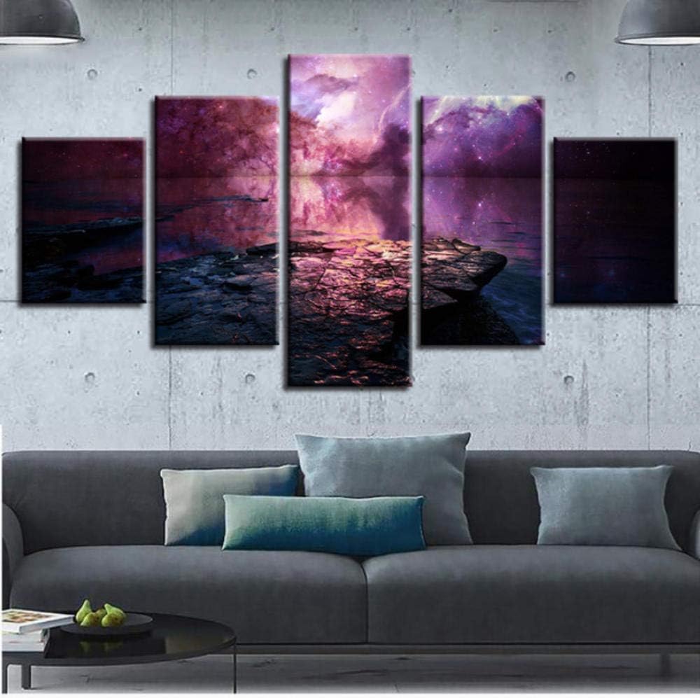 jixiaosheng Lienzo Impreso Pintura Arte De La Pared 5 Unidades Púrpura