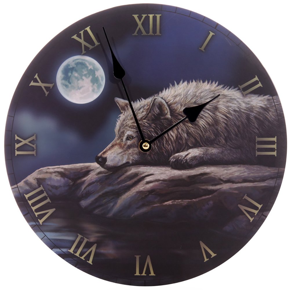 Puckator Lisa Parker Quiet Reflection Wolf Picture Clock - Wall Clock Clocks - Mens Cute Cool Preppy Home Gaming Room Bedroom Office Decor Decoration - Asthetic Accessories Stuff Men Things