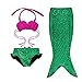Little Girls 3 Pcs Princess Mermaid Tail Swimmable swimsuit Bikini Set Swimwear