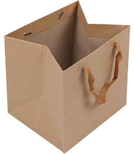 ADIDO EVA Kraft Brown Square Gift Bags Small Size Square Bottom - View #8