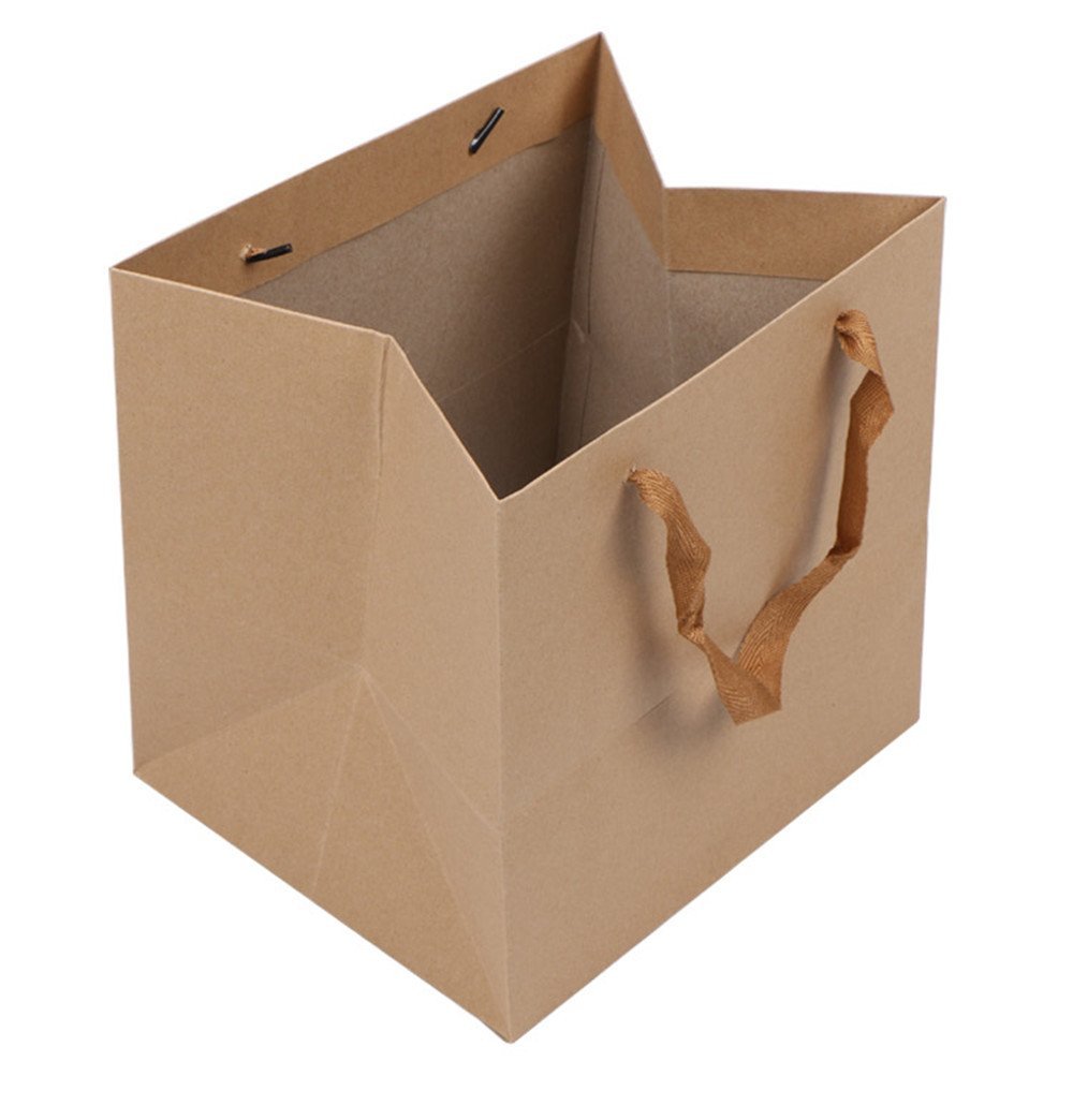 LeeDragon Brown Kraft Paper Gift Shopping Handle Bags for Package 13x13x13inch