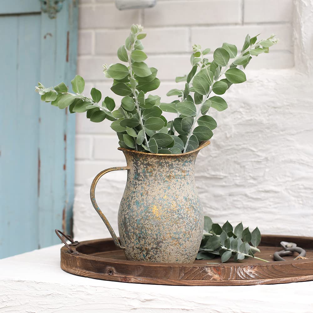 Vintage Metal Flower Vases Pitcher Small Vases for Flowers Rustic Vase Kitchen Decorations Above Cabinets Decor Milk Jug for Home,Kitchen, Bedroom, Office