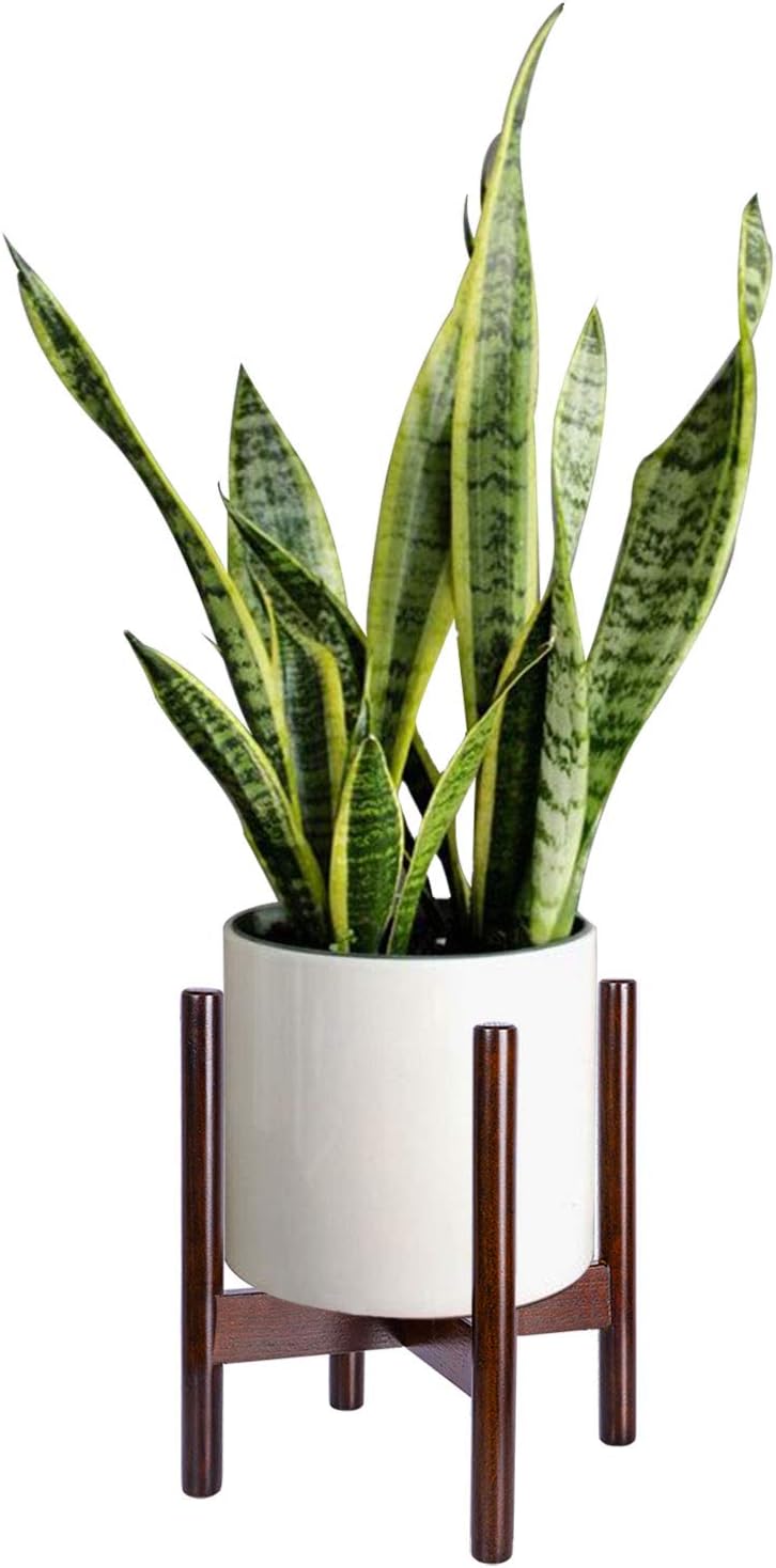 TIMEYARD Mid Century Plant Stand Indoor - Best Fits 12in Planter, Large Wood Display Flower Pot Stand, Modern Home Decor (Planter Not Included)