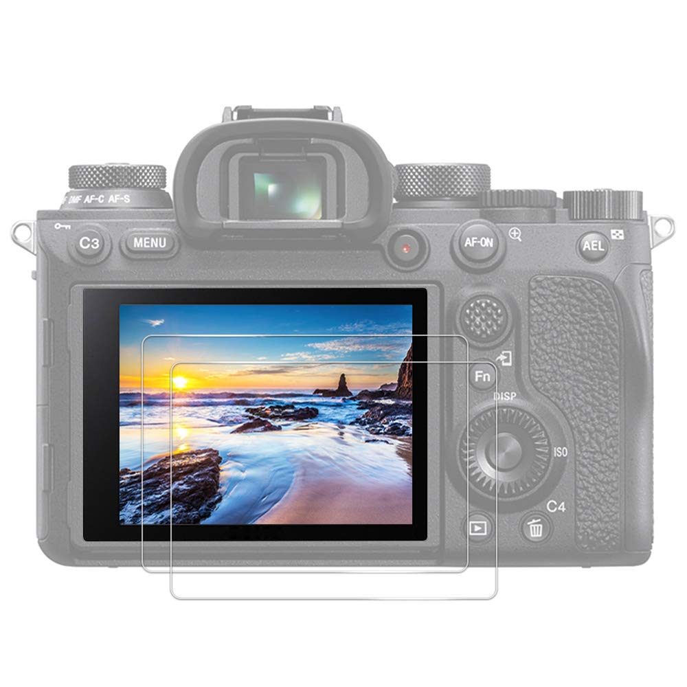 JJC (2 PACK Tempered Glass Screen Protector for Sony A6700 A7IV A7M4 A7CR A7CII ZV-E1 ZV-E10II, Thin HD 9H Hardness Shatterproof Anti-Bubble