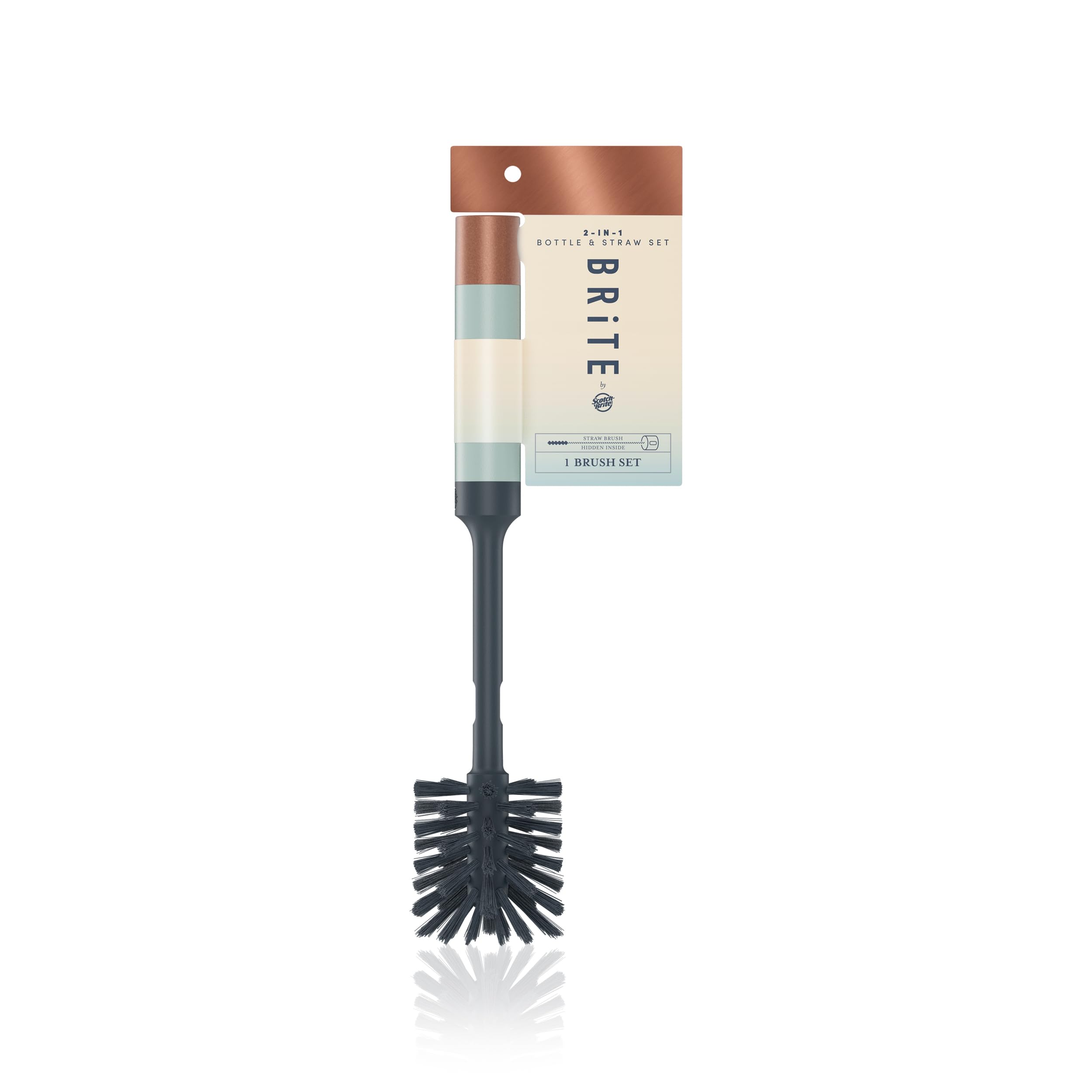 Photo 1 of Brite by Scotch-Brite Limited Edition 2-in-1 Straw and Bottle Brush Set, Sleek and Stylish Bottle Cleaner Brush with 360-Degree Bristles and Hidden Straw Brush