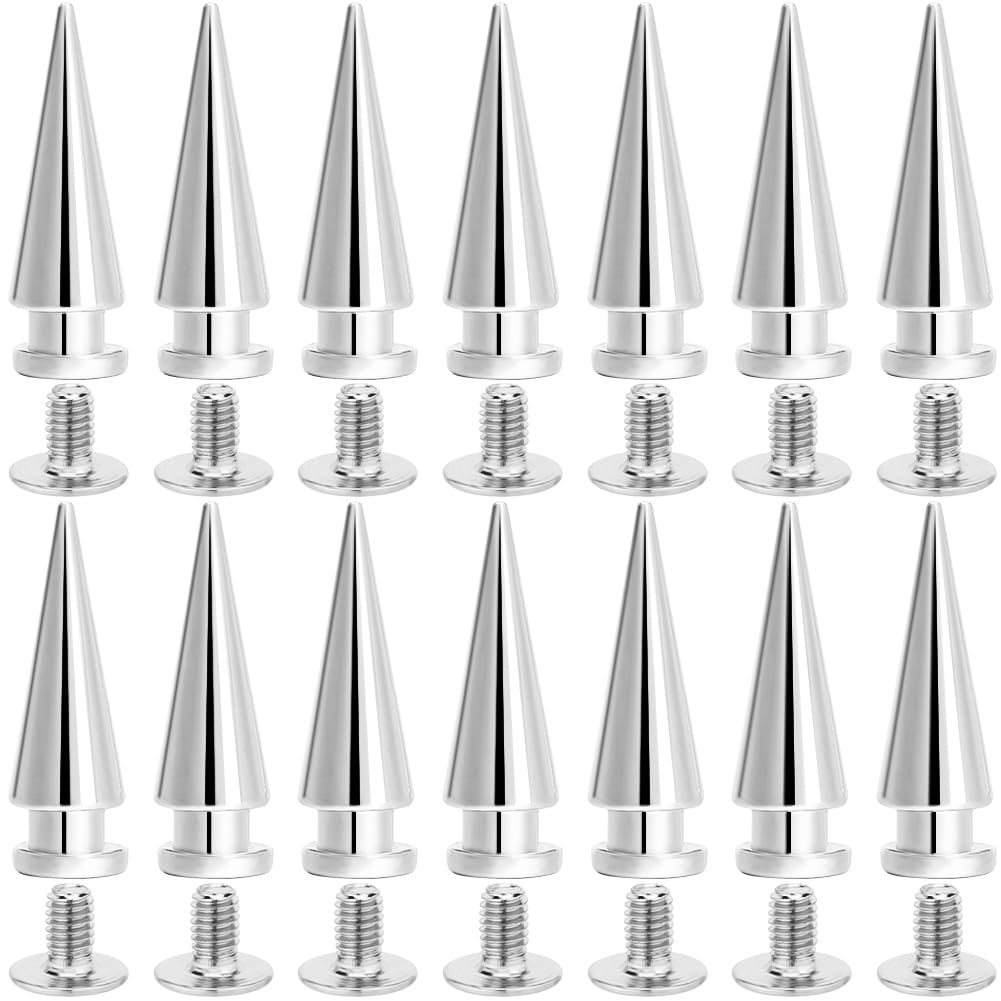 GORGECRAFT 1 Box 30 Sets 20mm Silver Spike Studs Metal Alloy Cone Punk Round Screwback Spike Stud Leathercraft Decoration Tree Small Rivets for Leather Clothing Jackets Shoes DIY Crafts Accessories