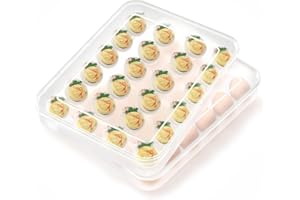Newness Deviled Egg Containers with Lid, (Set of 2), Plastic Egg Platter for 48 Devil Eggs, Clear Storage Deviled Egg Carrier, Fridge Stackable Countertop Portable Egg Tray