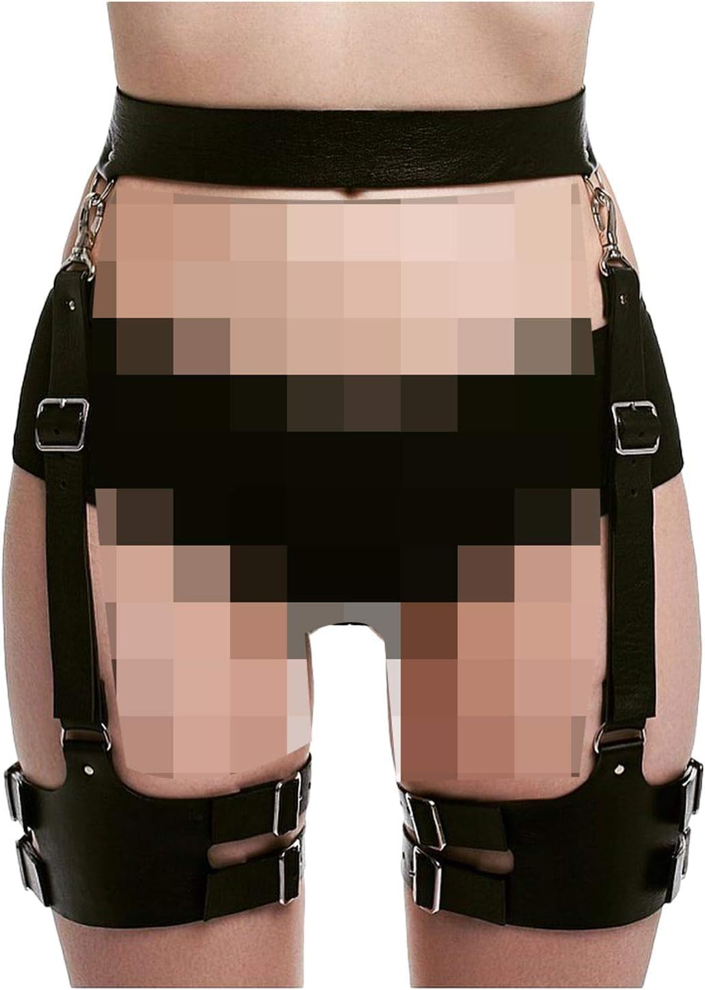 Ladies Sexy Punk Leather Sling Garter Adjustable Waist Belt Leg Socks