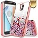 Moto G4 Case w/[Full Cover Tempered Glass Screen Protector], NageBee Glitter Liquid Quicksand Waterfall Flowing Sparkle Shiny Bling Girls Cute Case for Motorola Moto G 4th Gen - Electroplate Rose Gold